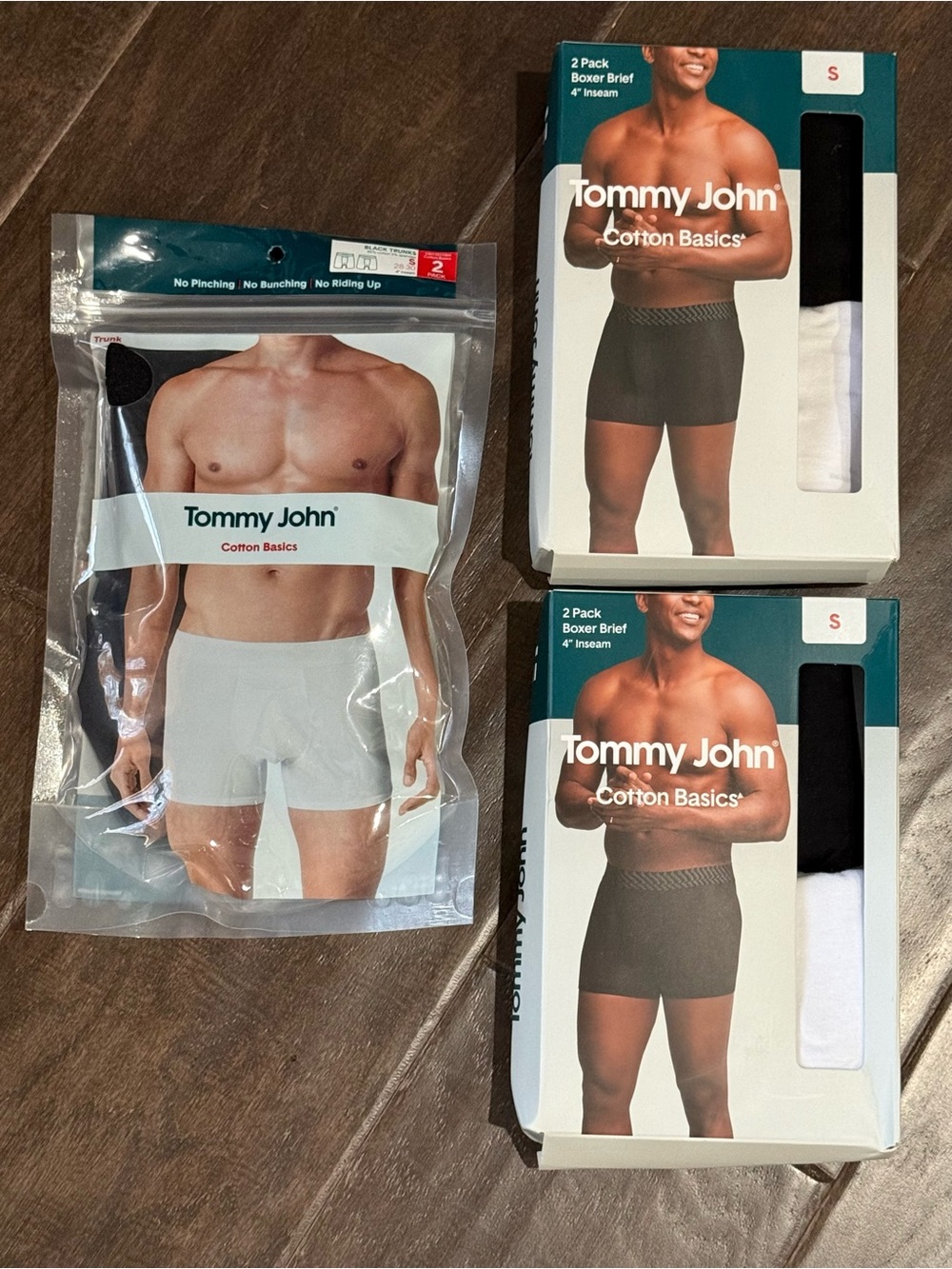 NWT Tommy John 4” Boxer Briefs 3 Packs of 2 — Black & White
